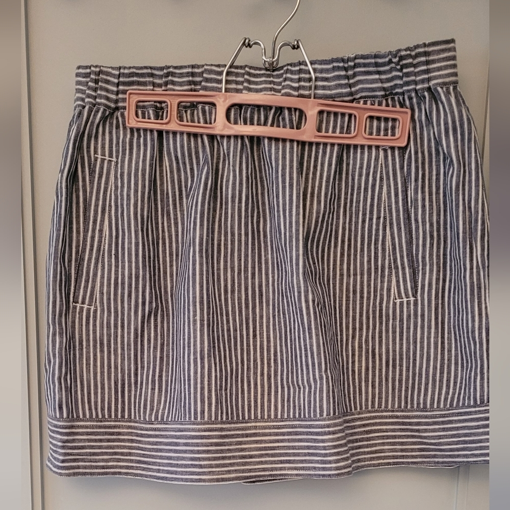 Blue and white J.Crew mini skirt with elastic waste